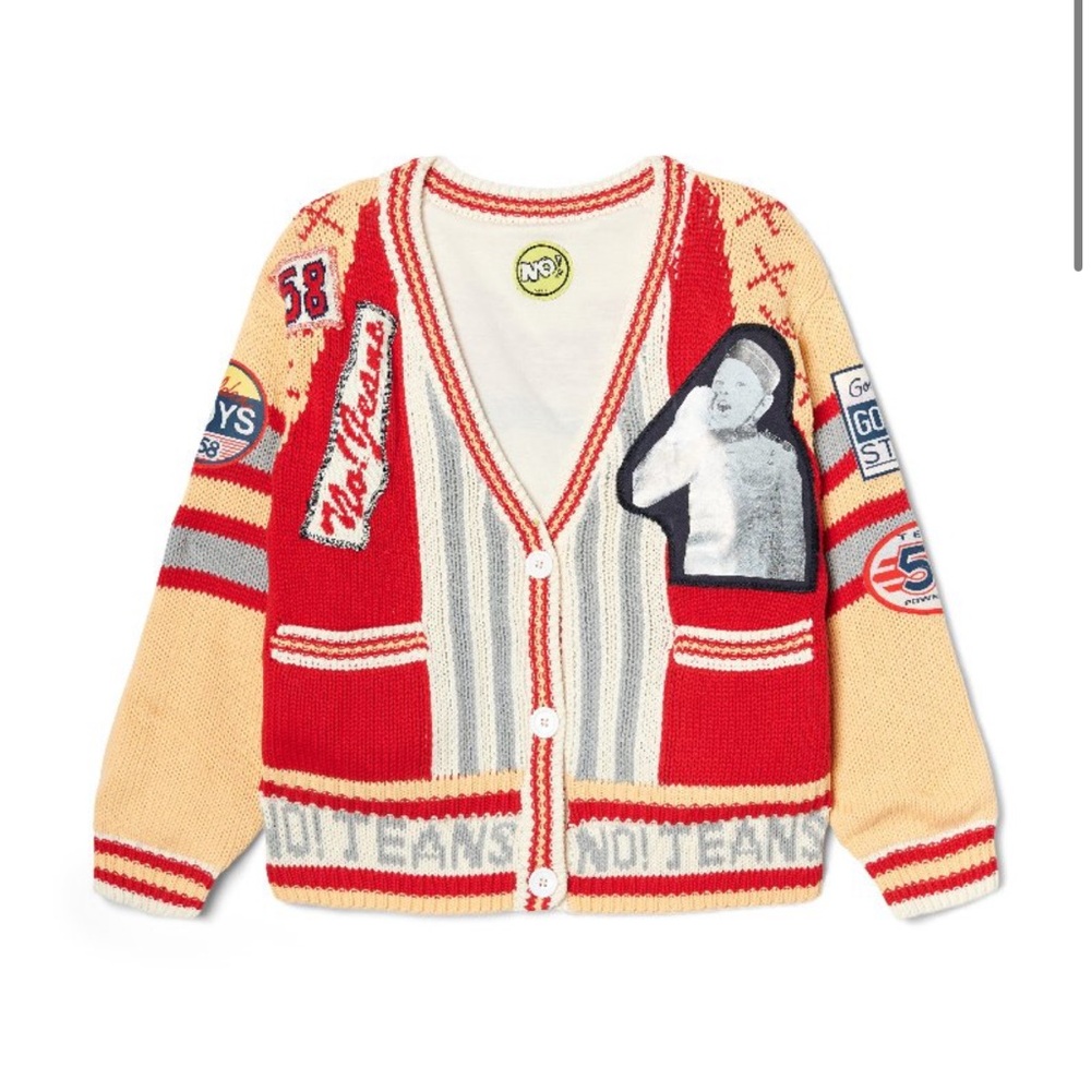 Red and Tan Kids Cardigan